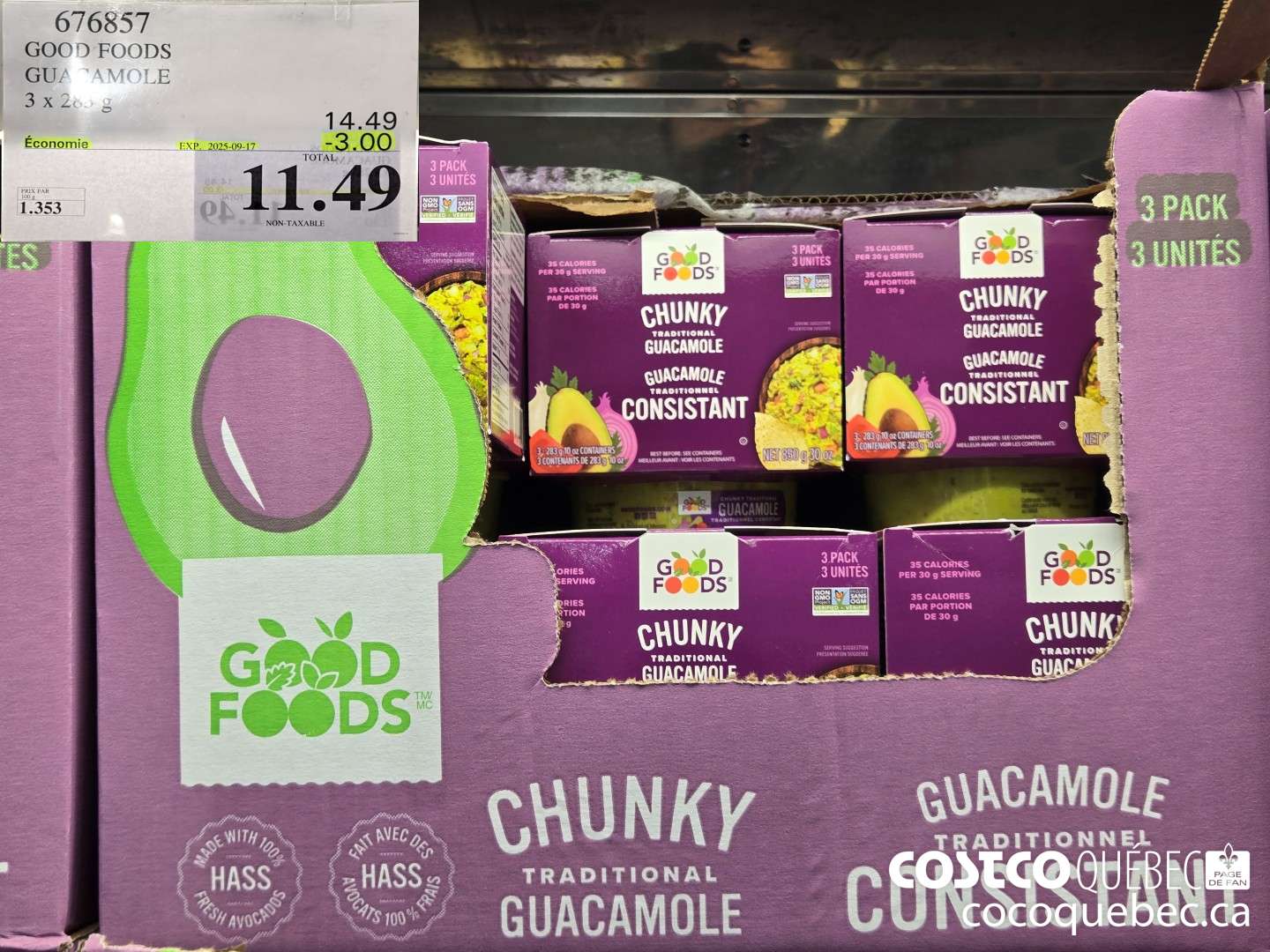 676857 GOOD FOODS GUACAMOLE  ($3.00 INSTANT SAVINGS EXPIRES ON 2025-09-17) $11.49