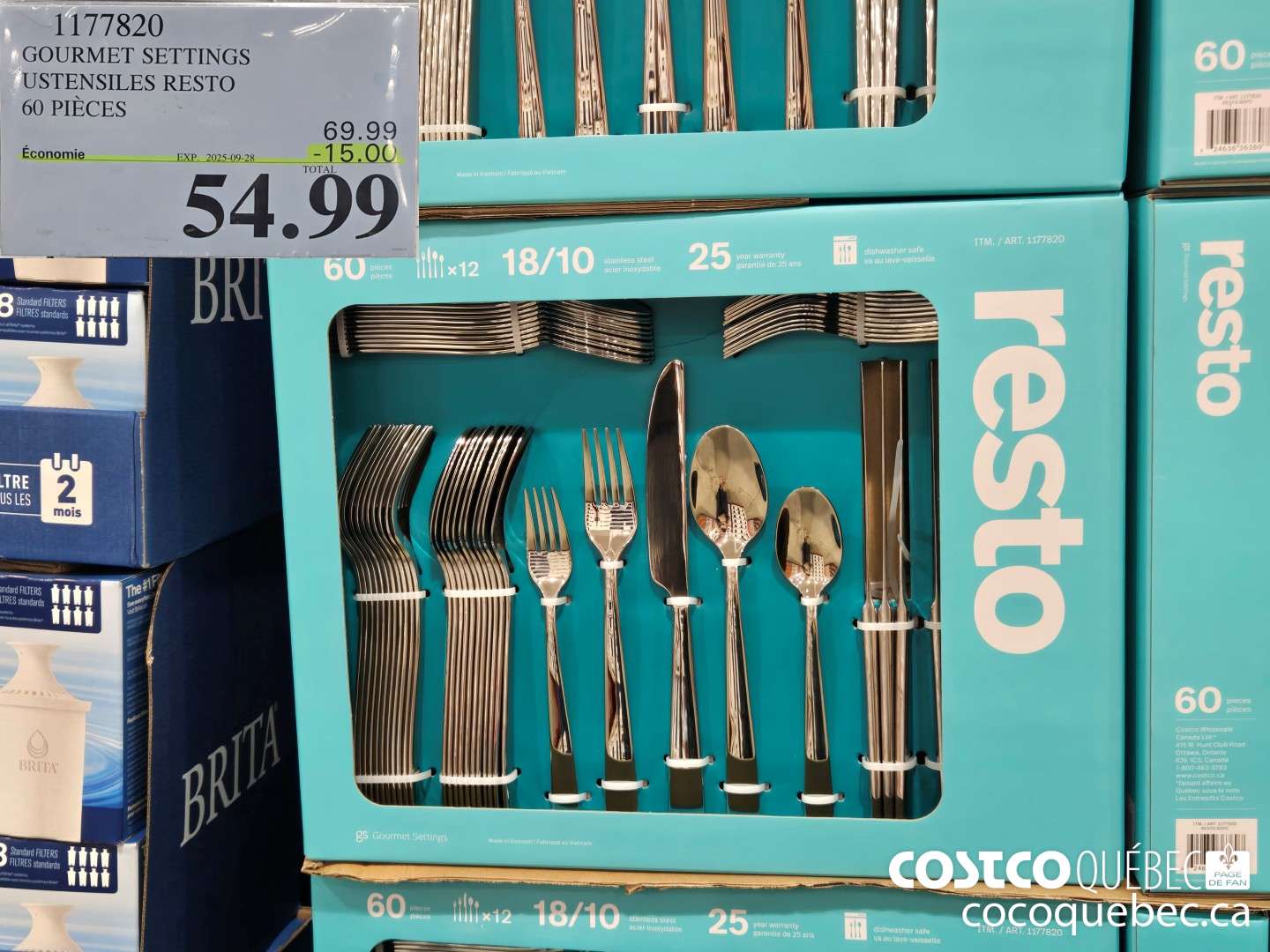 1177820 GOURMET SETTINGS USTENSILES RESTO 60 PIECES  ($15.00 INSTANT SAVINGS EXPIRES ON 2025-09-28) $54.99