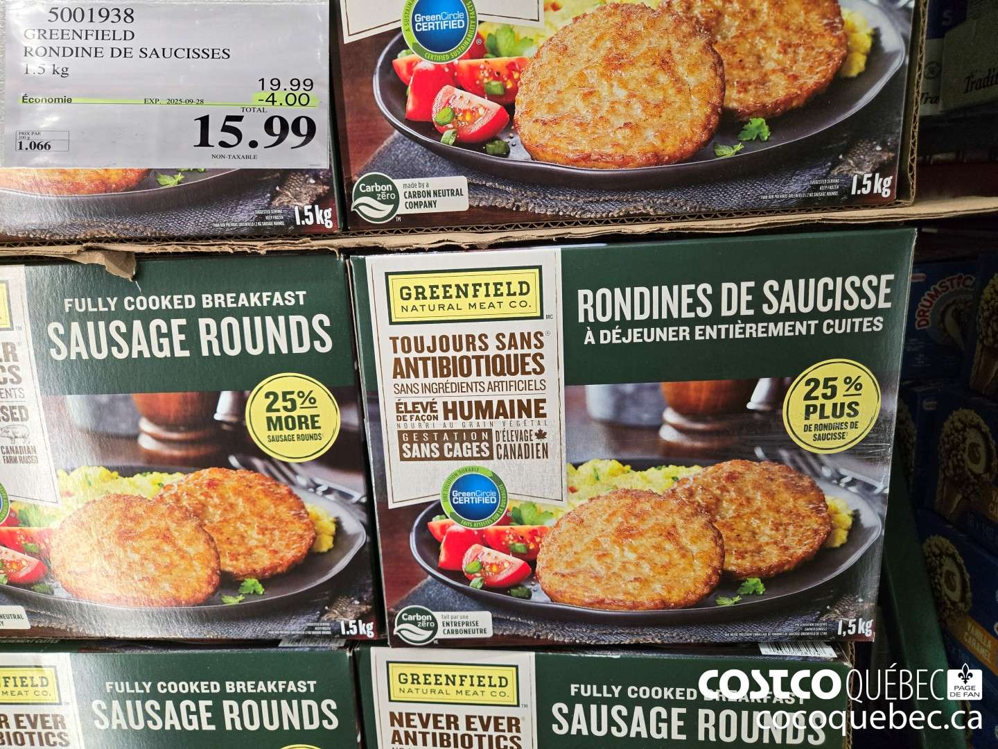 5001938 GREENFIELD RONDINE DE SAUCISSES 1.5 kg  ($4.00 INSTANT SAVINGS EXPIRES ON 2025-09-28) $15.99