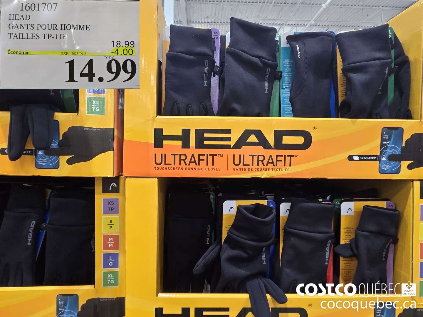1601707 HEAD GANTS POUR HOMME ULTRAFIT TAILLES TP-TG ($4.00 INSTANT SAVINGS EXPIRES ON 2025-09-28) $14.99