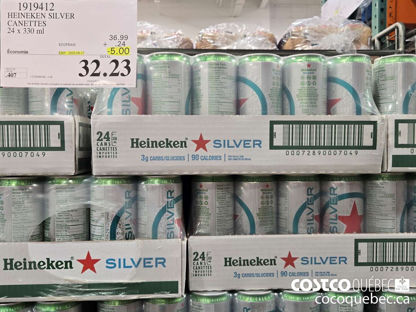 1919412 HEINEKEN SILVER CANETTES 24 x 330 mL  ($5.00 INSTANT SAVINGS EXPIRES ON 2025-09-17) $32.23