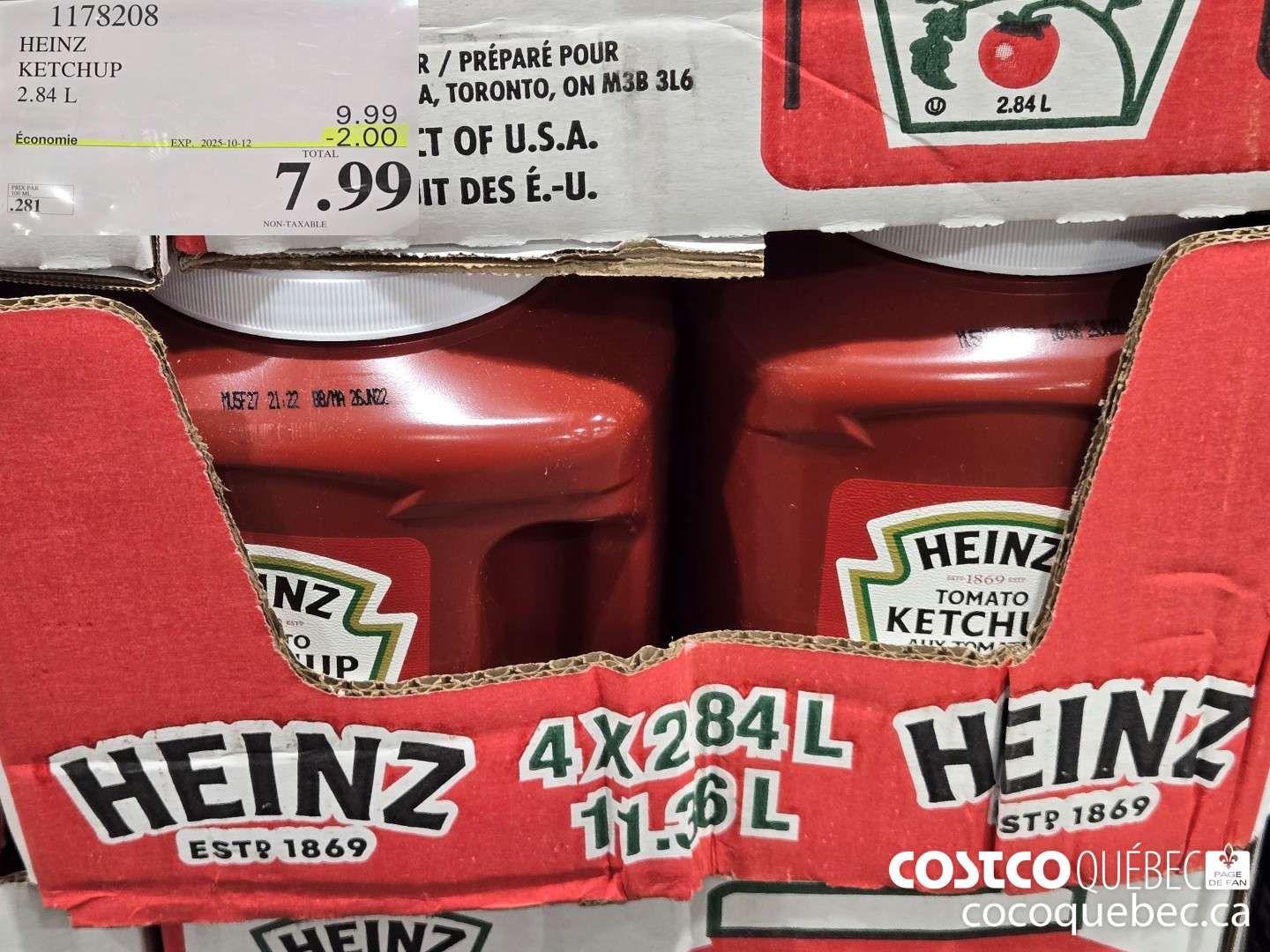 1178208 HEINZ KETCHUP 2.84 L 2.00 OFF (EXPIRES ON 2025-10-12) $7.99
