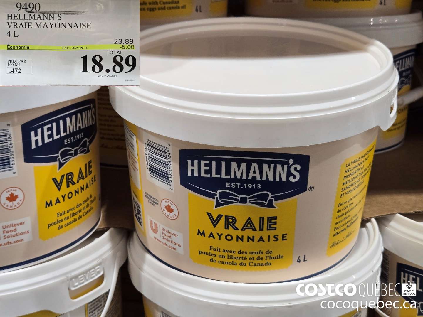 9490 HELLMANN 'S VRAIE MAYON NAISE  ($5.00 INSTANT SAVINGS EXPIRES ON 2025-09-14) $18.89