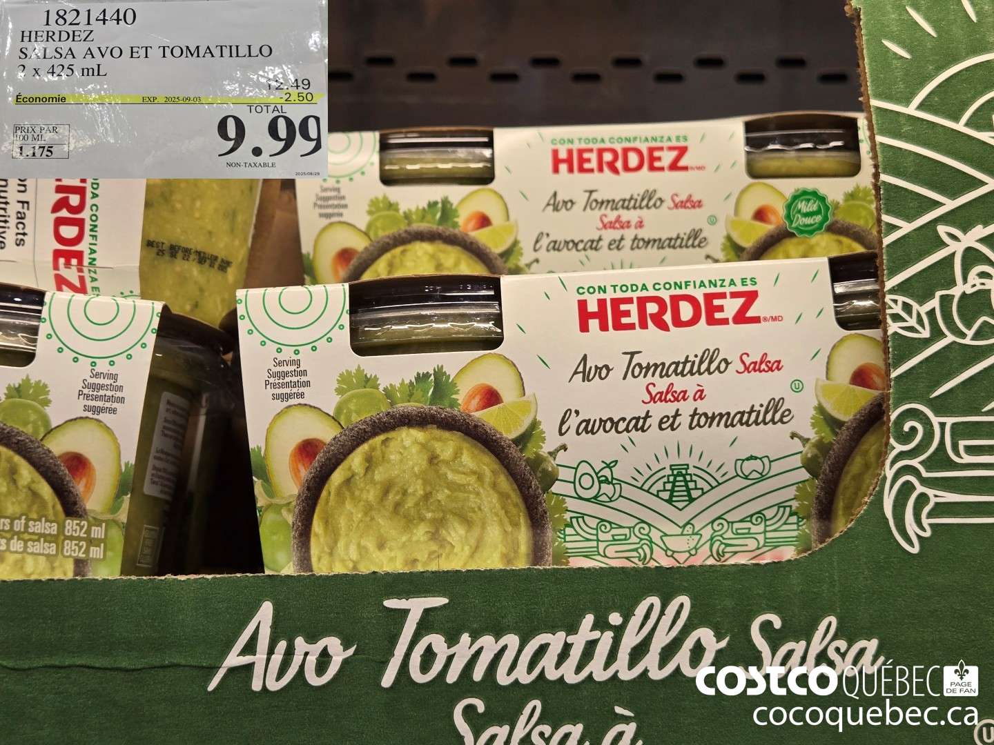 1821440 HERDEZ SALSA AVO ET TOMATILLO  ($2.50 INSTANT SAVINGS EXPIRES ON 2025-09-07) $9.99