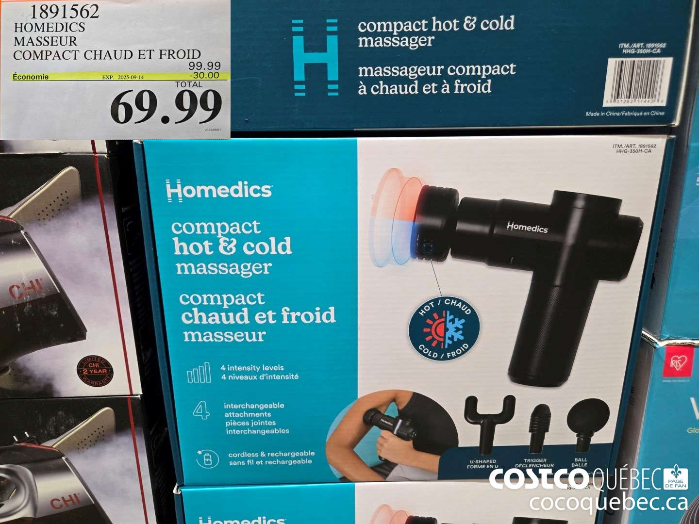 1891562 HOMEDICS MASSEUR COMPACT CHAUD ET FROID  ($20.00 INSTANT SAVINGS EXPIRES ON 2025-09-14) $69.99