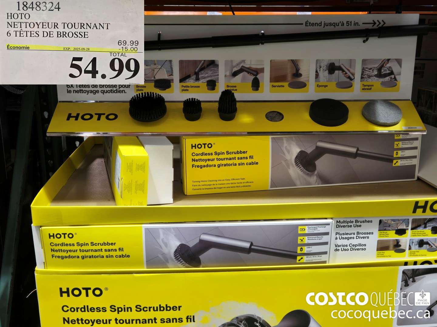 1848324 HOTO NETTOYEUR TOURNANT 6 TETES DE BROSSE  $54.99