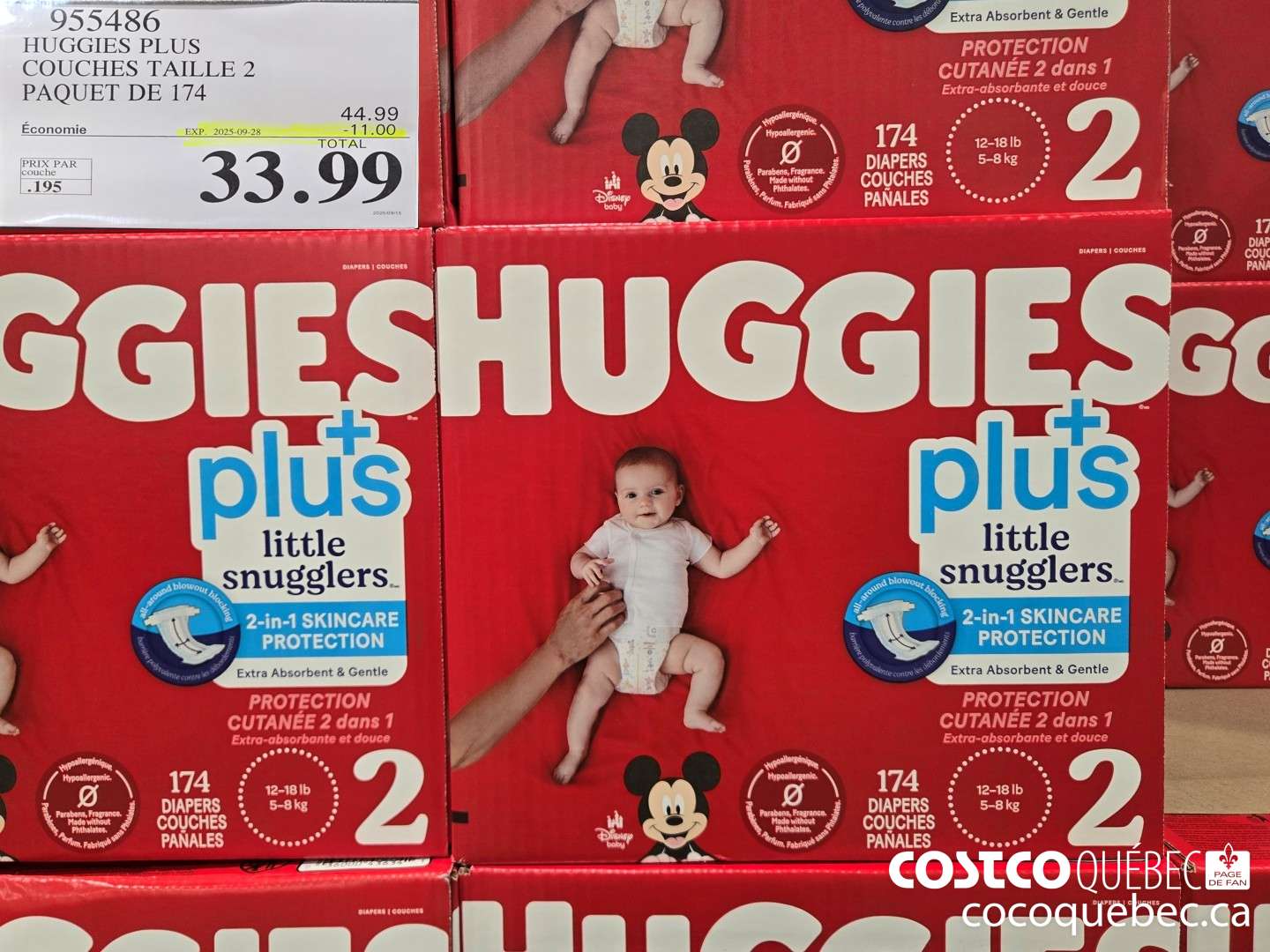 955486 HUGGIES LITTLE SNUGGLE SIZE 2 DIAPERS Pack of 174 ($11.00 INSTANT SAVINGS EXPIRES ON 2025-09-28) $33.99