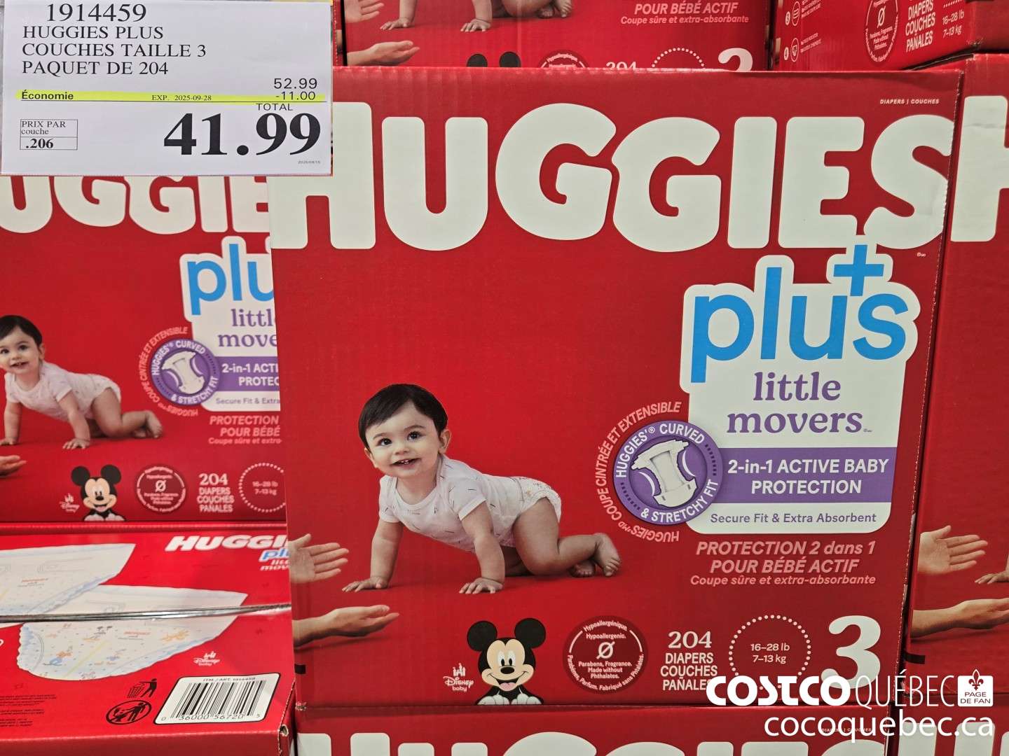 1914459 HUGGIES PLUS COUCHES TAILLE 3 PAQUET DE 204  ($11.00 INSTANT SAVINGS EXPIRES ON 2025-09-28) $41.99