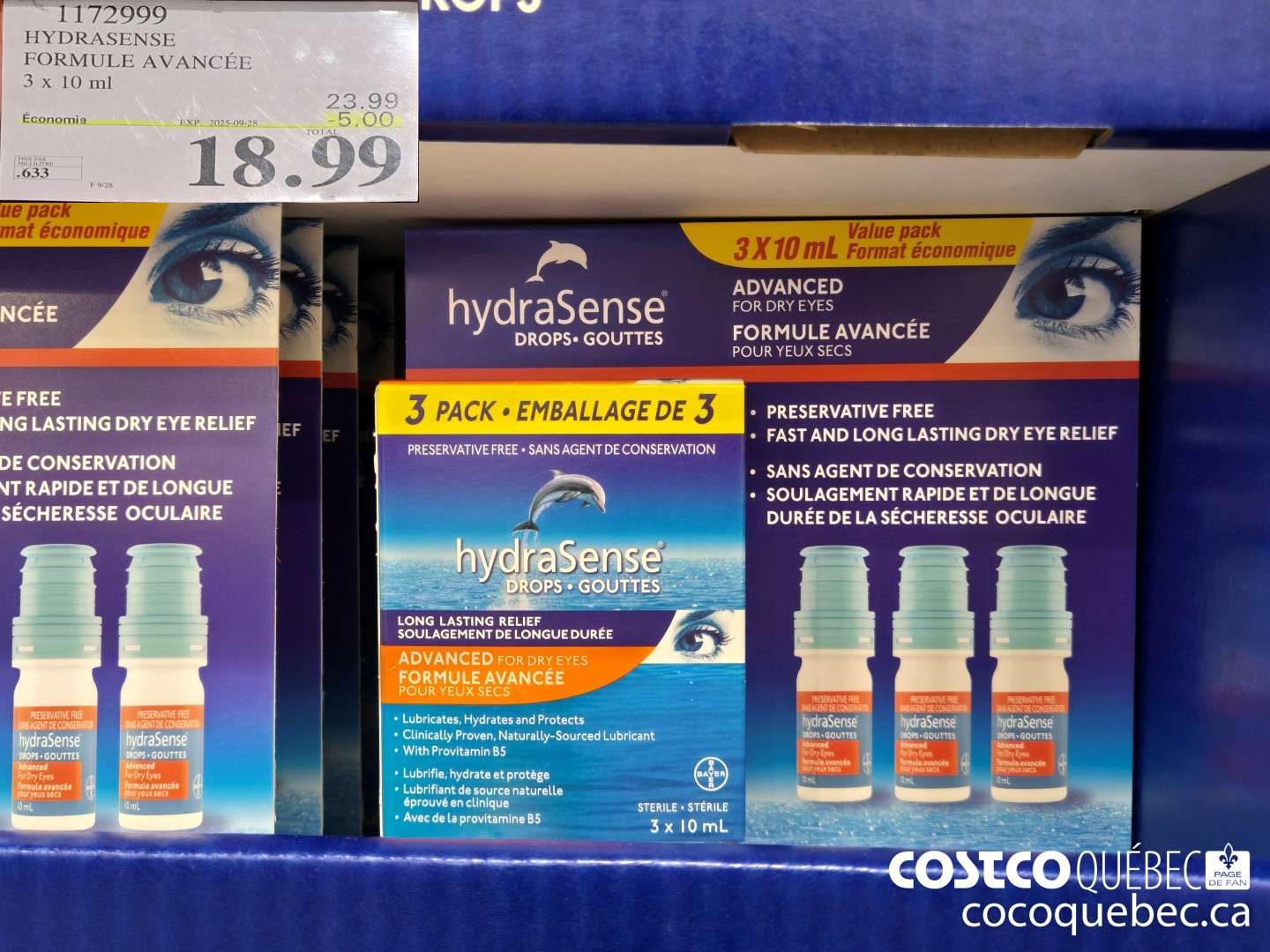 1172999 HYDRASENSE FORMULE AVANCEE 3 x 10ML  ($5.00 INSTANT SAVINGS EXPIRES ON 2025-09-28) $18.99