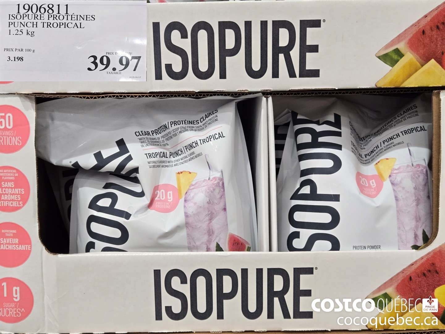 1906811 ISOPURE PROTEINES PUNCH TROPICAL  $39.97