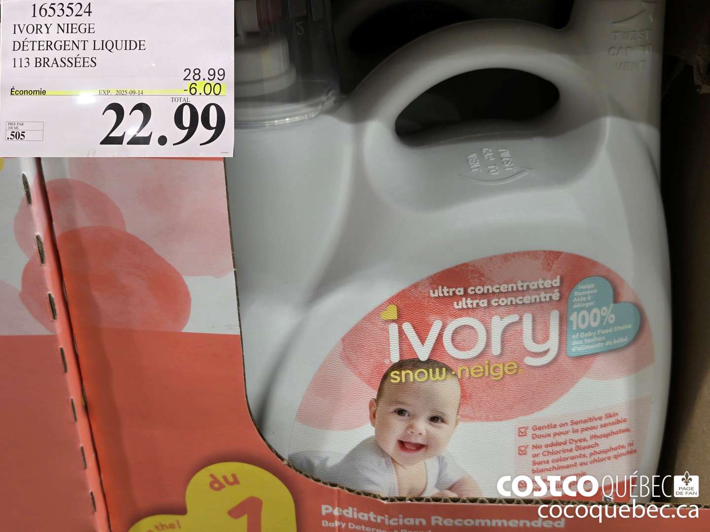 1653524 IVORY NIEGE DETERGENT LIQUIDE 113 BRASSES  ($6.00 INSTANT SAVINGS EXPIRES ON 2025-09-14) $22.99