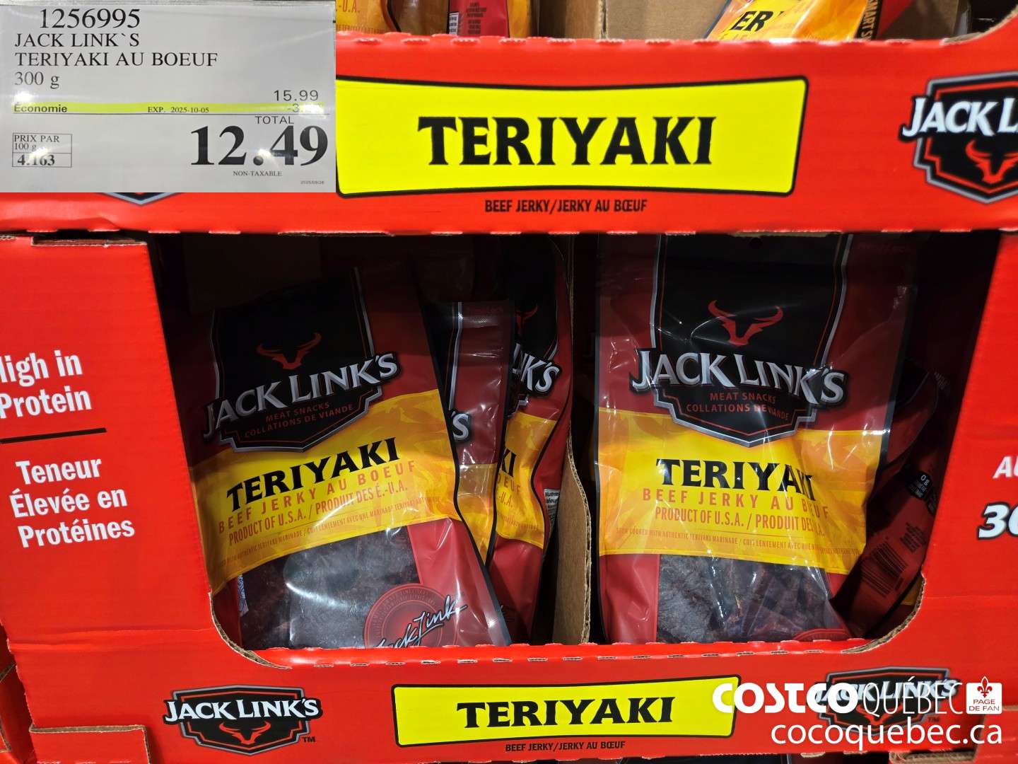 1256995 JACK LINKS TERIYAKI AU BOEUF 300 g  ($3.00 INSTANT SAVINGS EXPIRES ON 2025-10-05) $12.49
