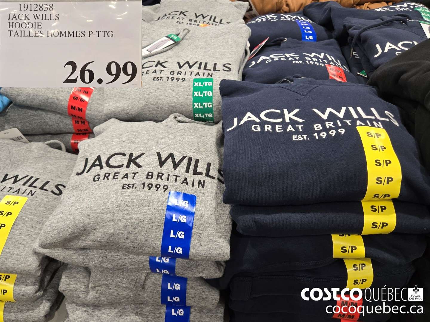 1912838 JACK WILLS HOODIE TAILLES HOMMES P-TTG  $26.99
