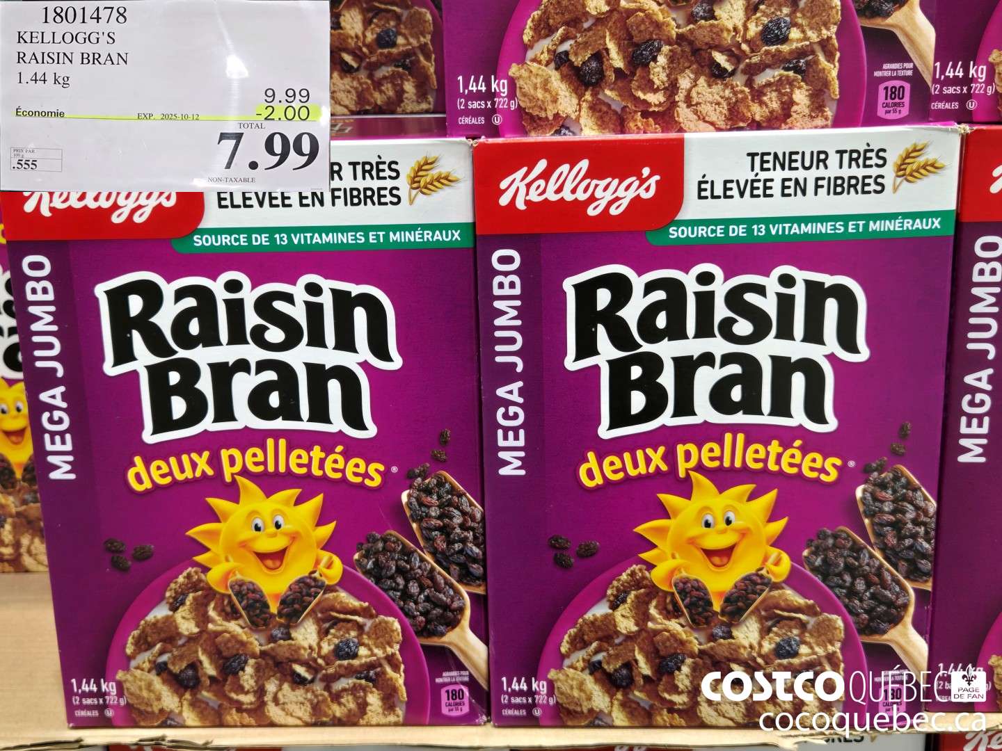 1801478 KELLOGG'S RAISIN BRAN 1.45 kG  ($2.00 INSTANT SAVINGS EXPIRES ON 2025-10-12) $7.99