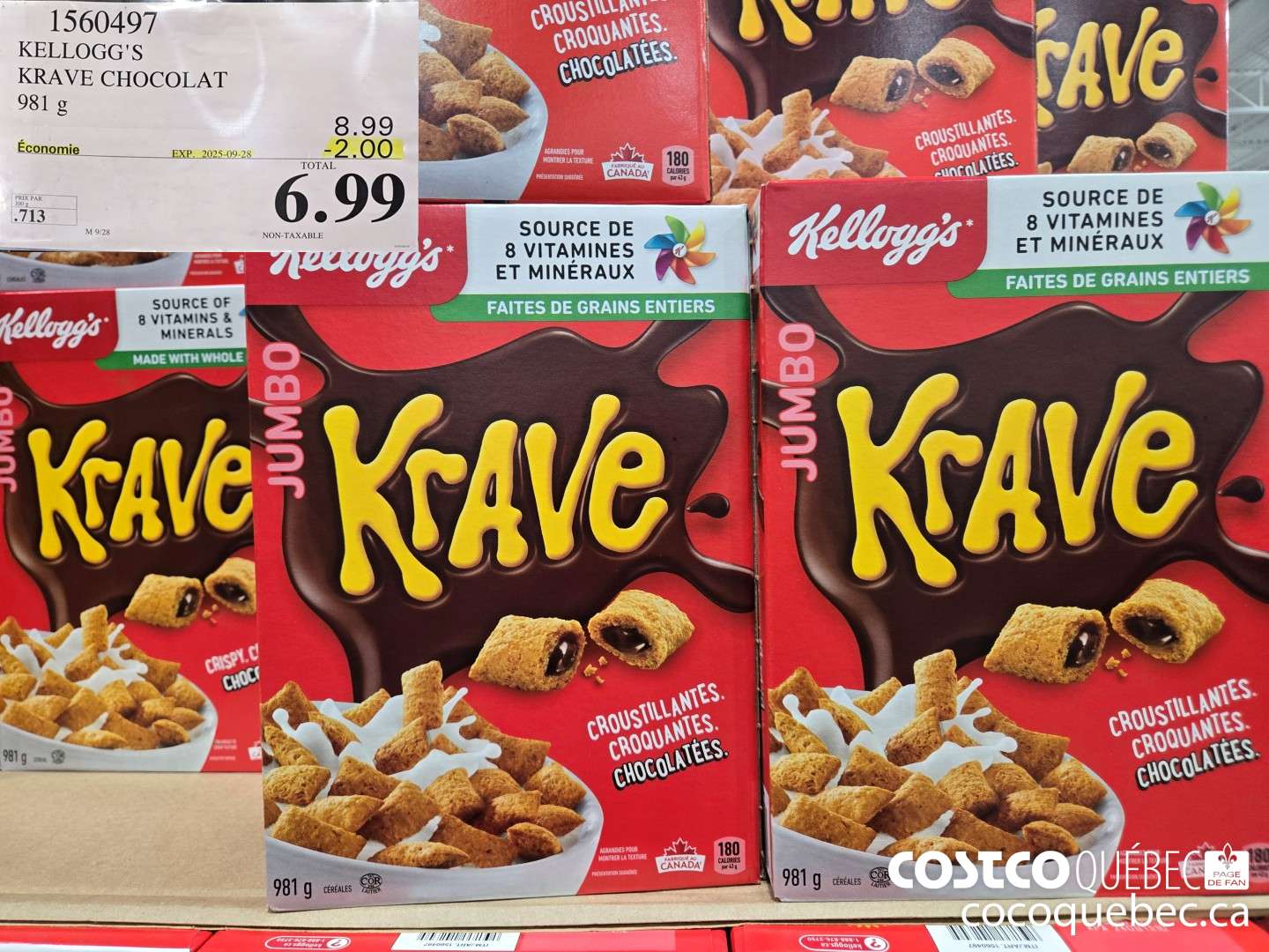 1560497 KELLOGG'S KRAVE CHOCOLAT 981g ($2.00 INSTANT SAVINGS EXPIRES ON 2025-09-28) $6.99