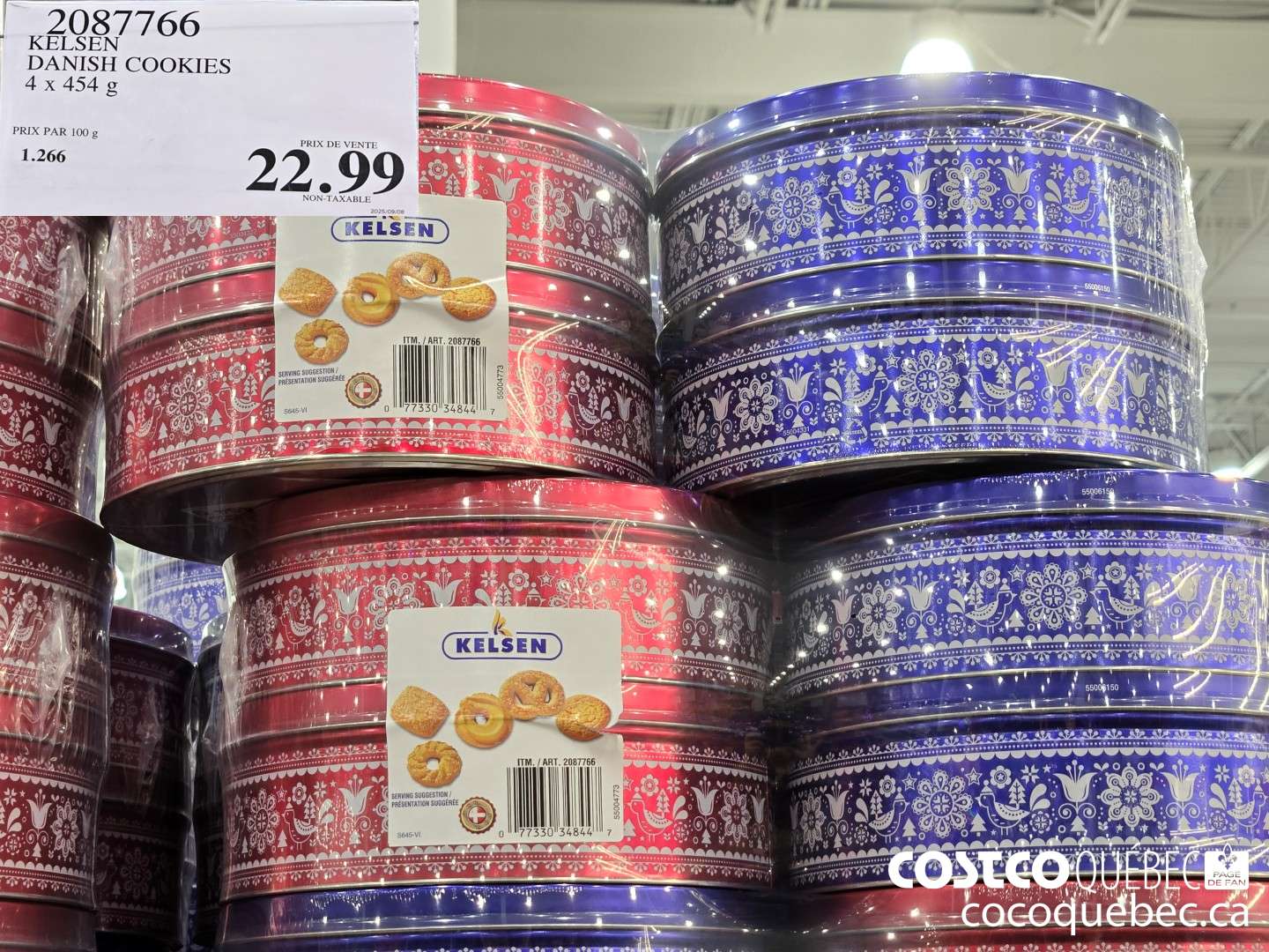 2087766 KELSEN DANISH COOKIES  4 X 454 G $22.99