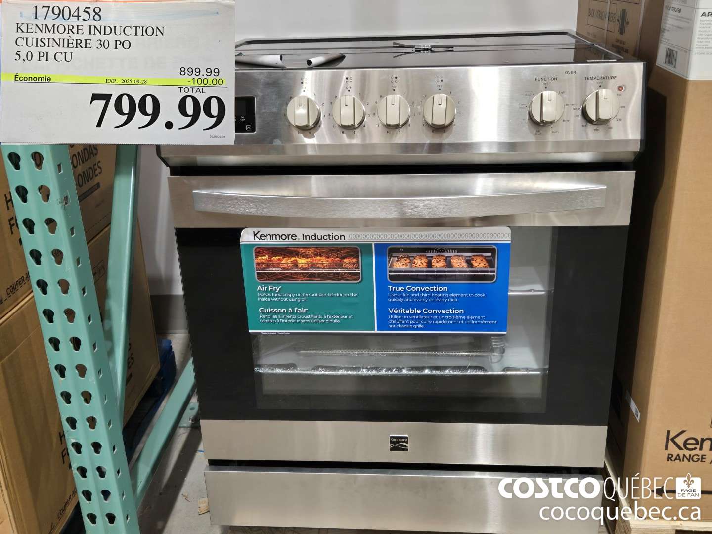 1790458 KENMORE INDUCTION CUISINIERE 30 PO  ($100.00 INSTANT SAVINGS EXPIRES ON 2025-09-28) $799.99