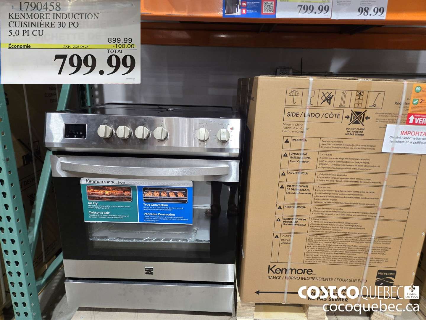 1790458 KENMORE INDUCTION CUISINIERE 30 PO  ($100.00 INSTANT SAVINGS EXPIRES ON 2025-09-28) $799.99