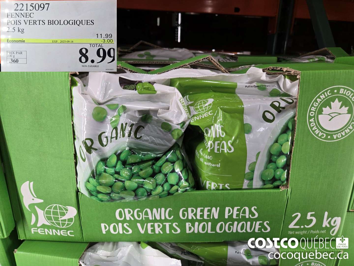 2215097 KENNEC POIS VERTS BIOLOGIQUES 2.5 KG  ($3.00 INSTANT SAVINGS EXPIRES ON 2025-09-14) $8.99