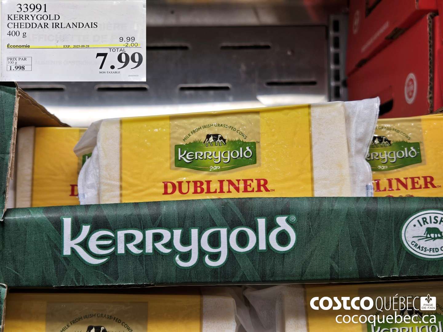 33991 KERRYGOLD CHEDDAR IRLANDAIS A400 g ($2.00 INSTANT SAVINGS EXPIRES ON 2025-09-28) $7.99