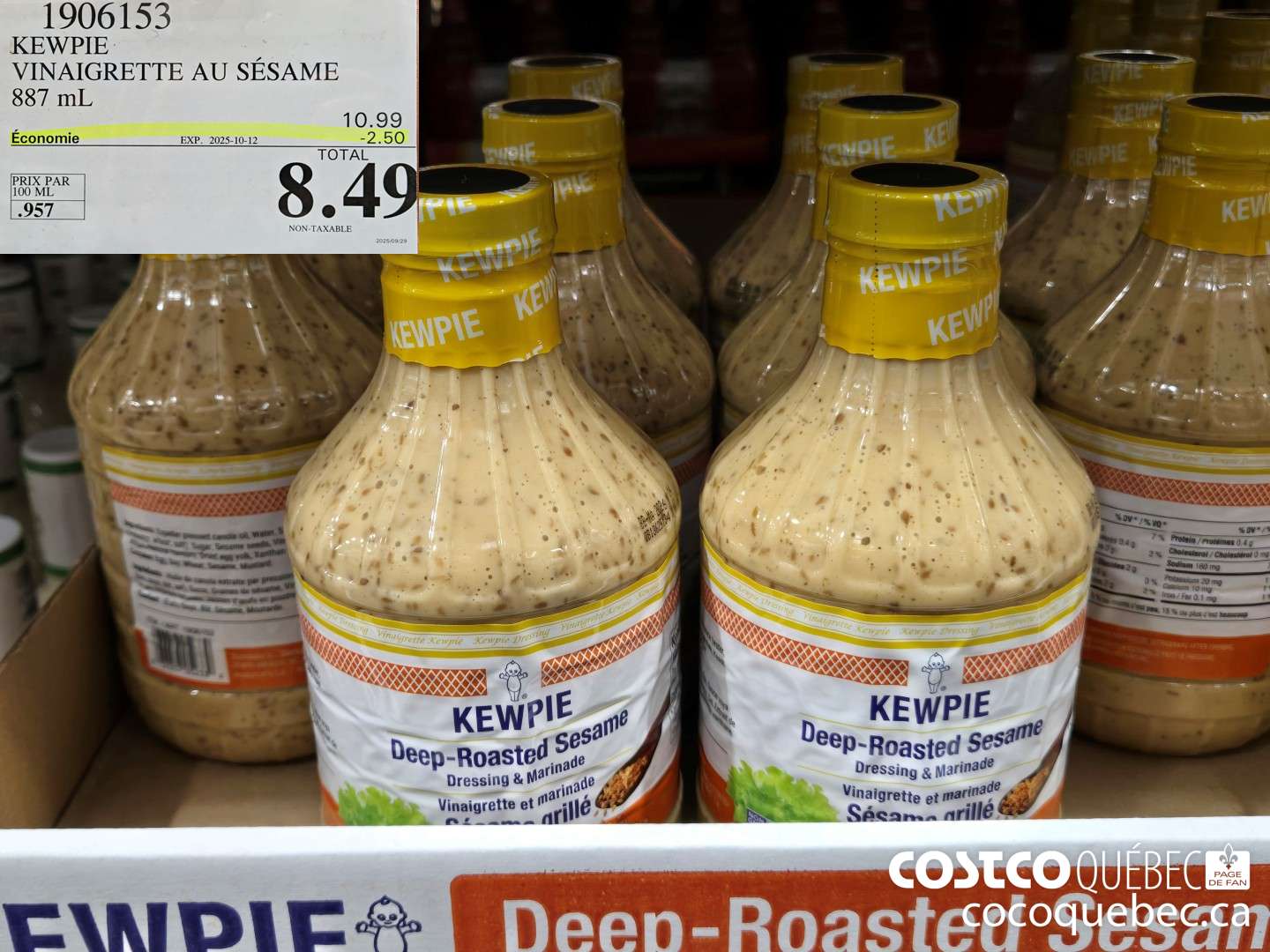 1906153 KEWPIE VINAIGRETTE AU SESAME 887 ml  ($2.50 INSTANT SAVINGS EXPIRES ON 2025-10-12) $8.49