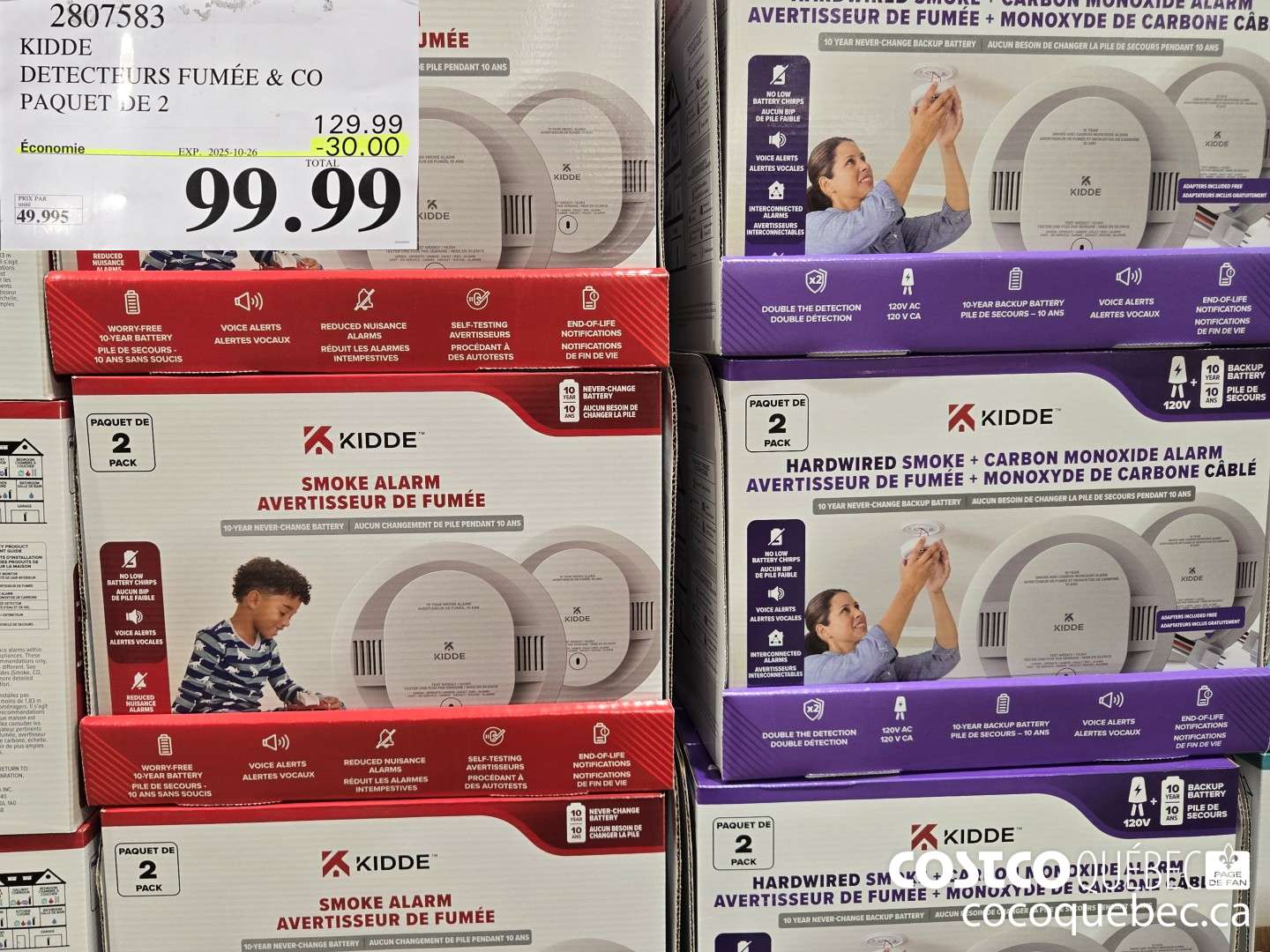 2807583 KIDDE DETECTE URS FUMEE & CO PAQUET DE 2  ($30.00 INSTANT SAVINGS EXPIRES ON 2025-10-26) $99.99