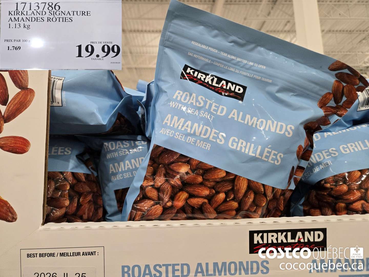 1713736 KIRKLAND SIGNATURE AMANDES ROTIES  $19.99