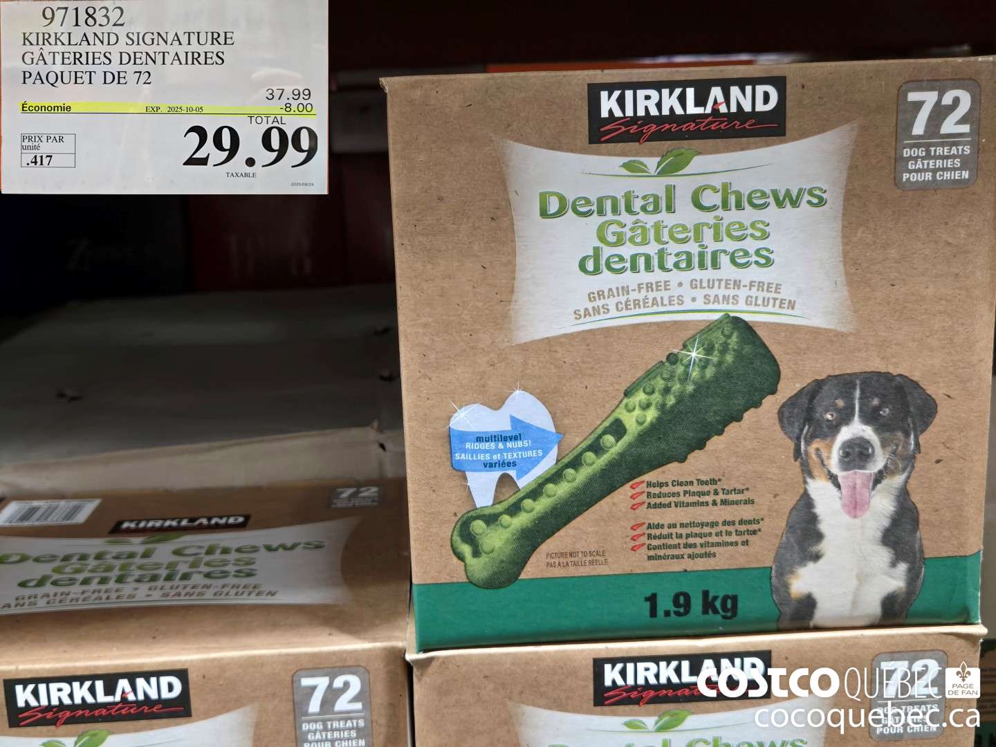 971832 KIRKLAND SIGNATURE GATERIES DENTAIRES PAQUET DE 72  ($8.00 INSTANT SAVINGS EXPIRES ON 2025-10-05) $29.99