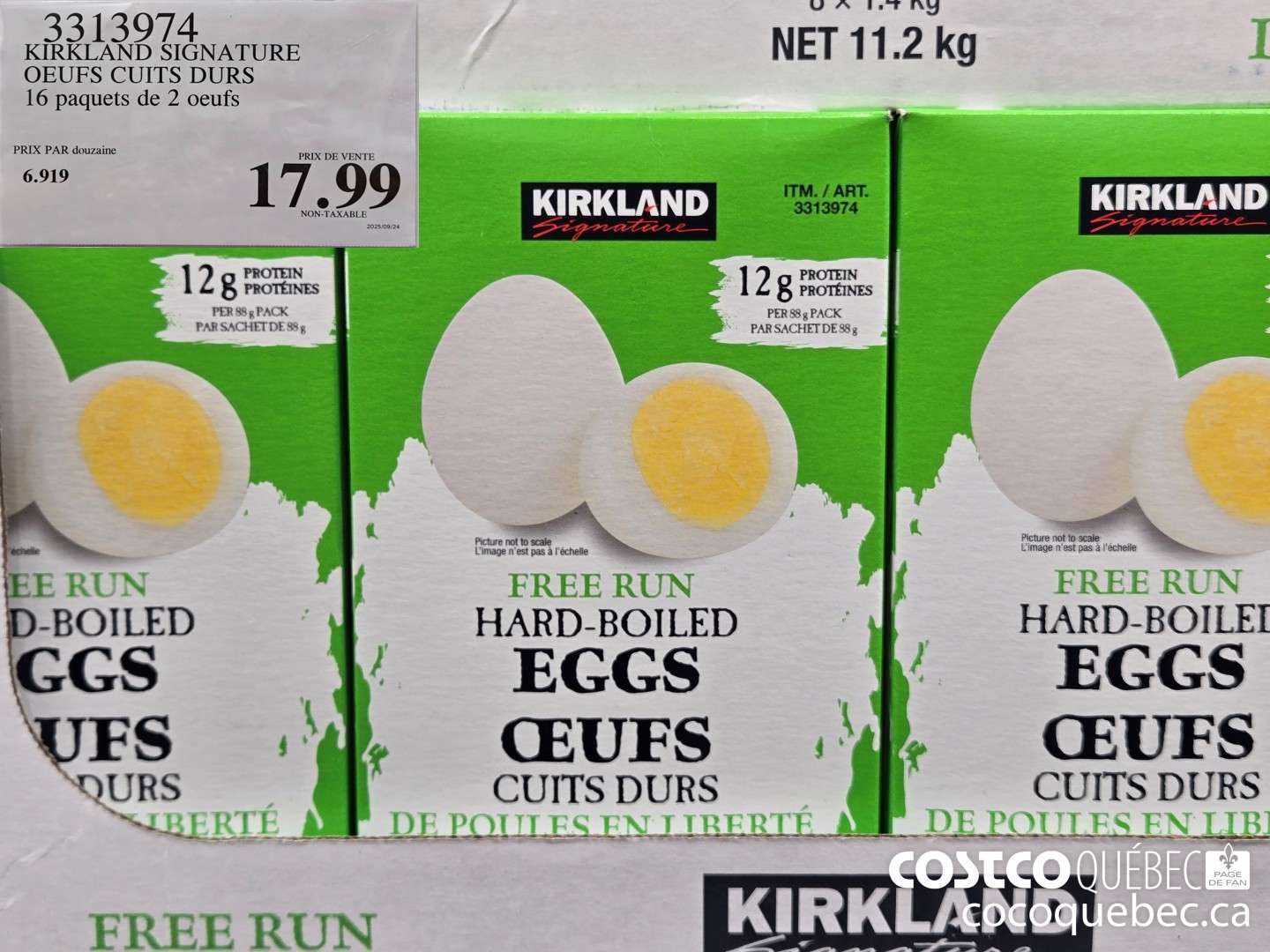 3313974 KIRKLAND SIGNATURE OEUFS CUITS DURS 16 paquets de 2 oeufs  $17.99