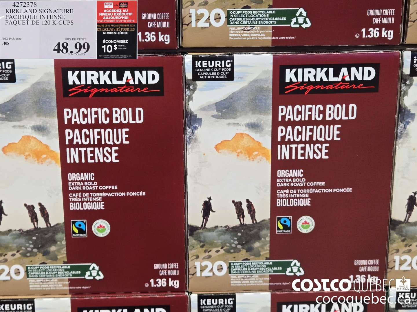 4272378 KIRKLAND SIGNATURE PACIFIQUE INTENSE PAQUET DE 120 K-CUPS ($10.00 INSTANT SAVINGS EXPIRES ON 2025-09-28) $38.99