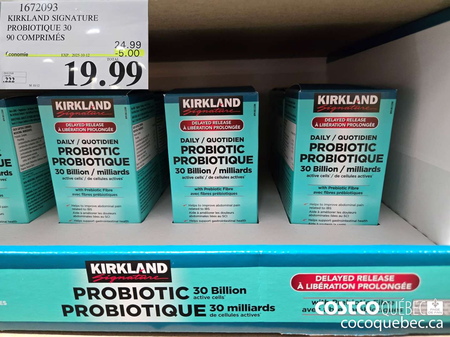 1672093 KIRKLAND SIGNATURE PROBIOTIQUE 90 COMPRIME  ($5.00 INSTANT SAVINGS EXPIRES ON 2025-10-12) $19.99