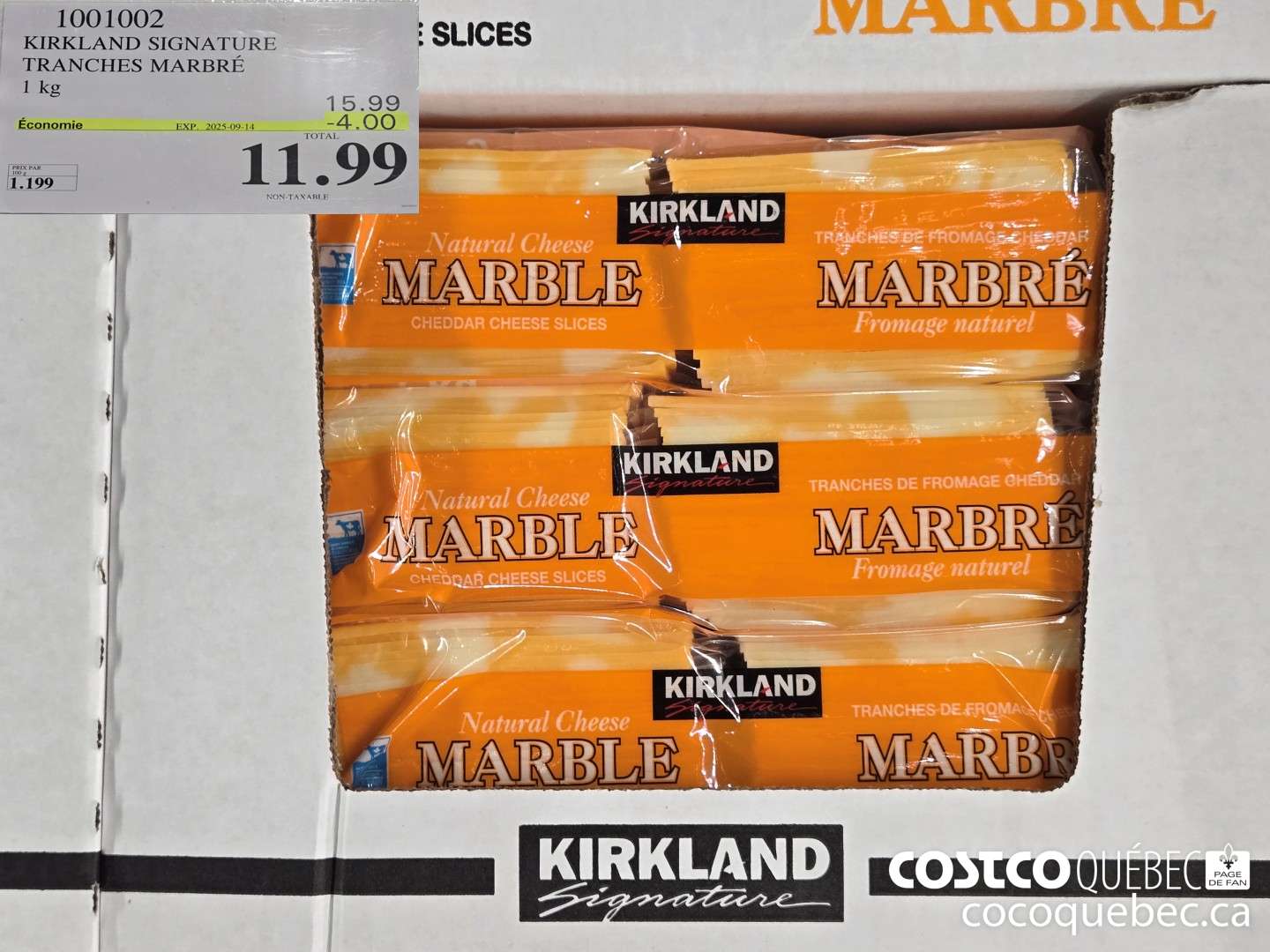 1001002 KIRKLAND SIGNATURE TRANCHES MARBRE 1 kg ($4.00 INSTANT SAVINGS EXPIRES ON 2025-09-14) $11.99