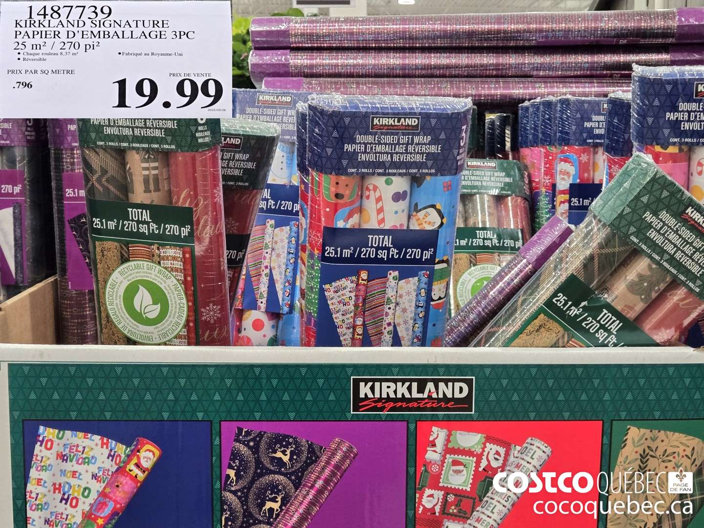 1487739 KIRKLAND SIGNATURE PAPIER D'EMBALLAGE 3PC 25,1 M / 270 PI $19.99