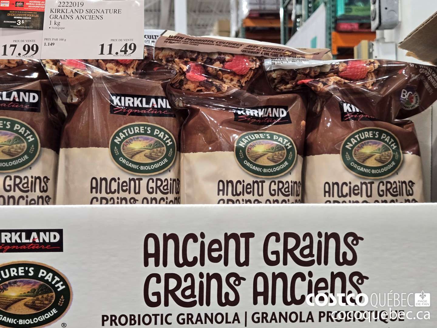 2222019 KIRKLAND GRAINS ANCIENS 1KG  ($3.00 INSTANT SAVINGS)