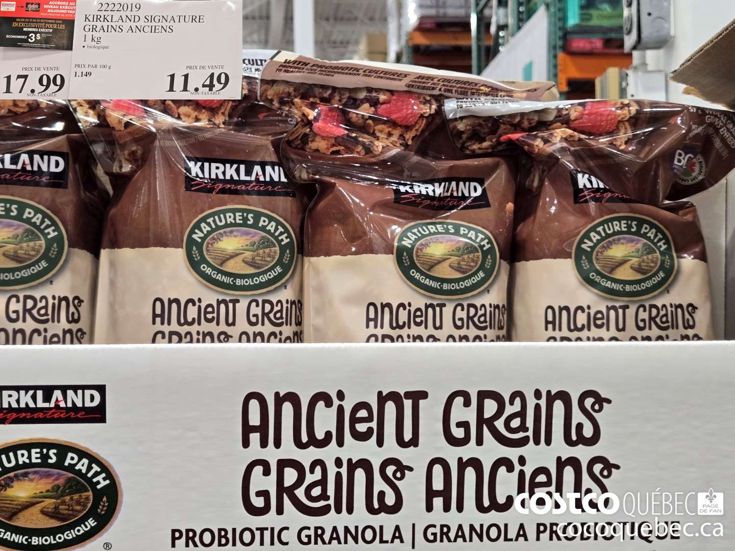 2222019 KIRKLAND GRAINS ANCIENS 1KG  ($3.00 INSTANT SAVINGS)