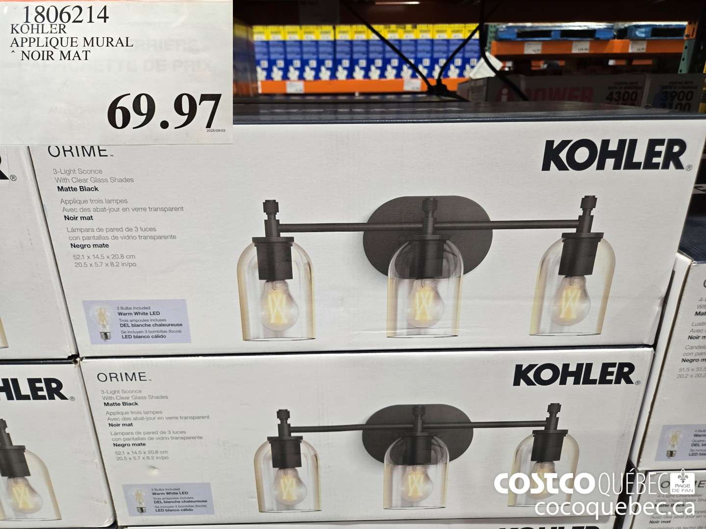 1806214 KOHLER APPLIQUE MURAL * NOIR MAT  $69.97