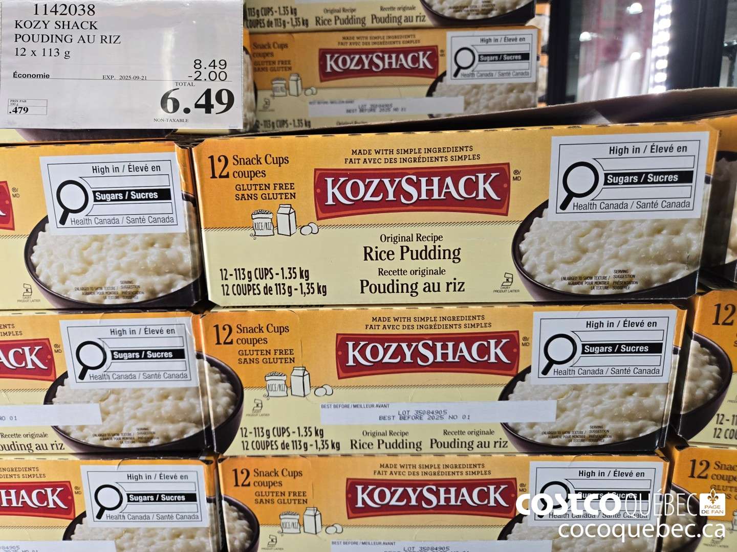 1142038 KOZY SHACK POUDING AU RIZ 12x 113 ($2.00 INSTANT SAVINGS EXPIRES ON 2025-09-21) $6.49