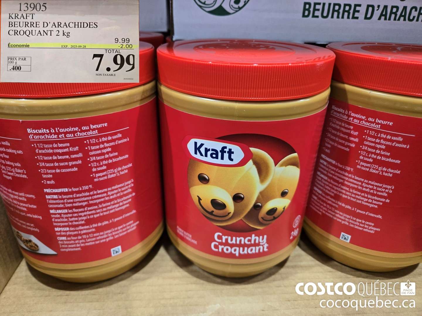 13905 KRAFT BEURRE D'ARACHIDES CROQUANT 2 kG  ($2.00 INSTANT SAVINGS EXPIRES ON 2025-09-28) $7.99