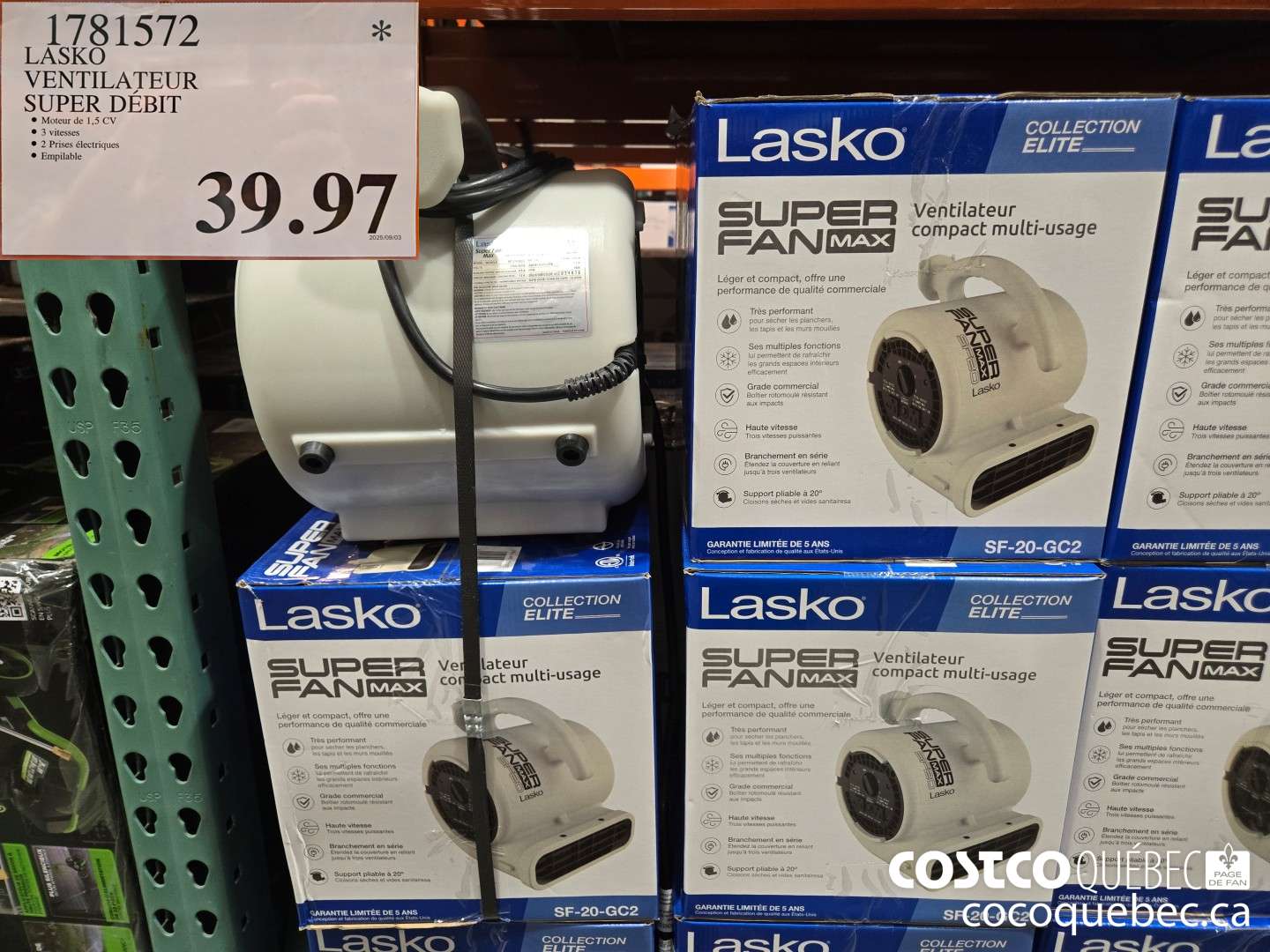 1781572 LASKO VENTILATEUR SUPER DEBIT  $39.97