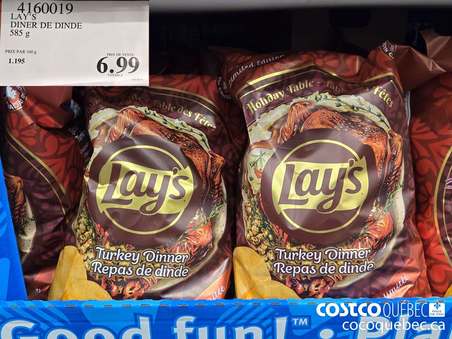 4160019 LAY'S DINER DE DINDE 585 g  $6.99