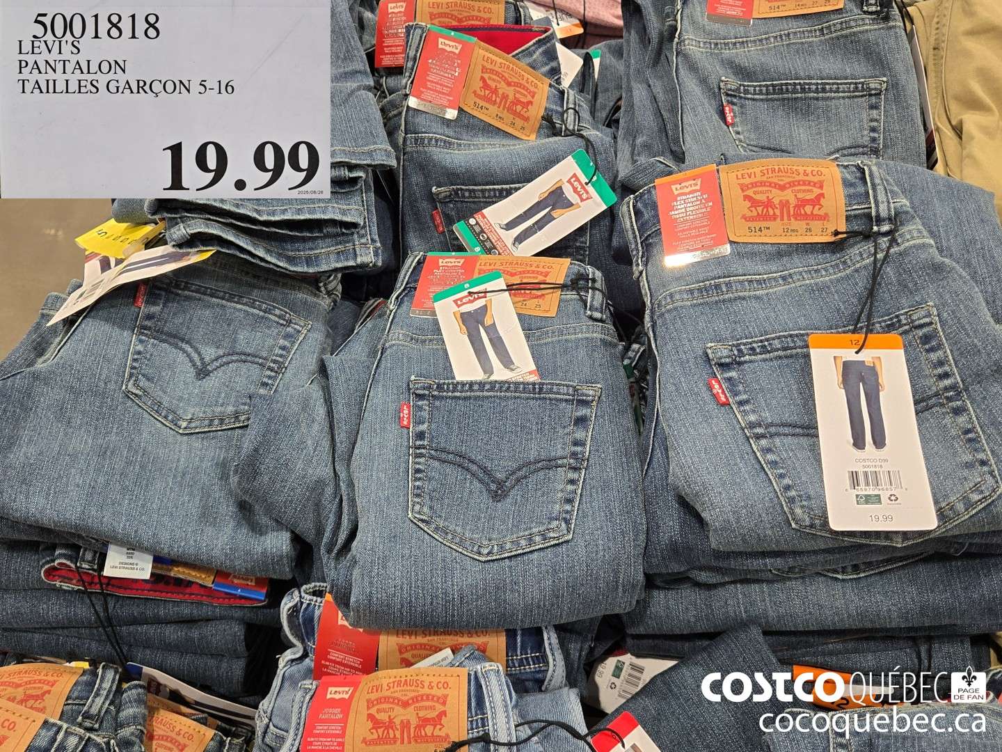 5001818 LEVI'S PANTALON TAILLES GARCON 5-16  $19.99