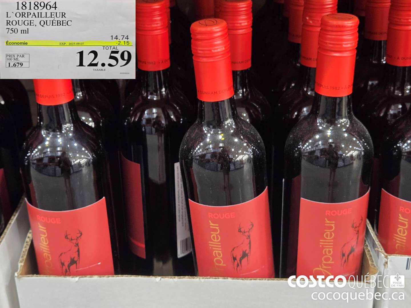 1818964 L*ORPAILLEUR ROUGE, QUEBEC 750 mL  ($2.15 INSTANT SAVINGS EXPIRES ON 2025-09-07) $12.59