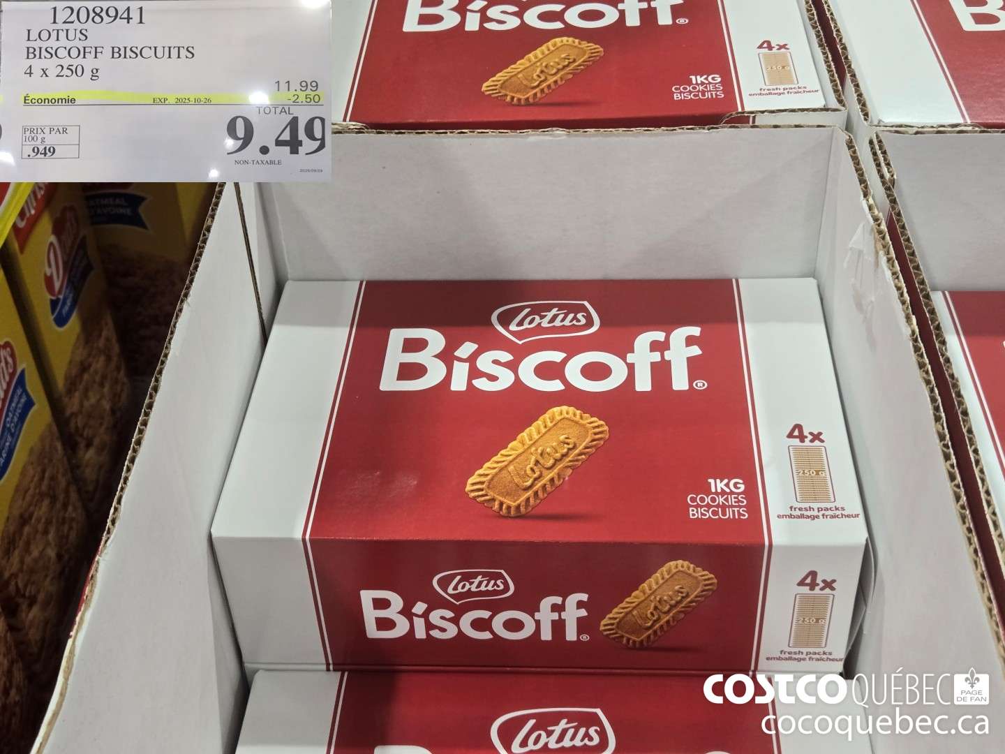 1208941 LOTUS BISCOFF BISCUITS 1 kg  ($2.50 INSTANT SAVINGS EXPIRES ON 2025-10-26) $9.49