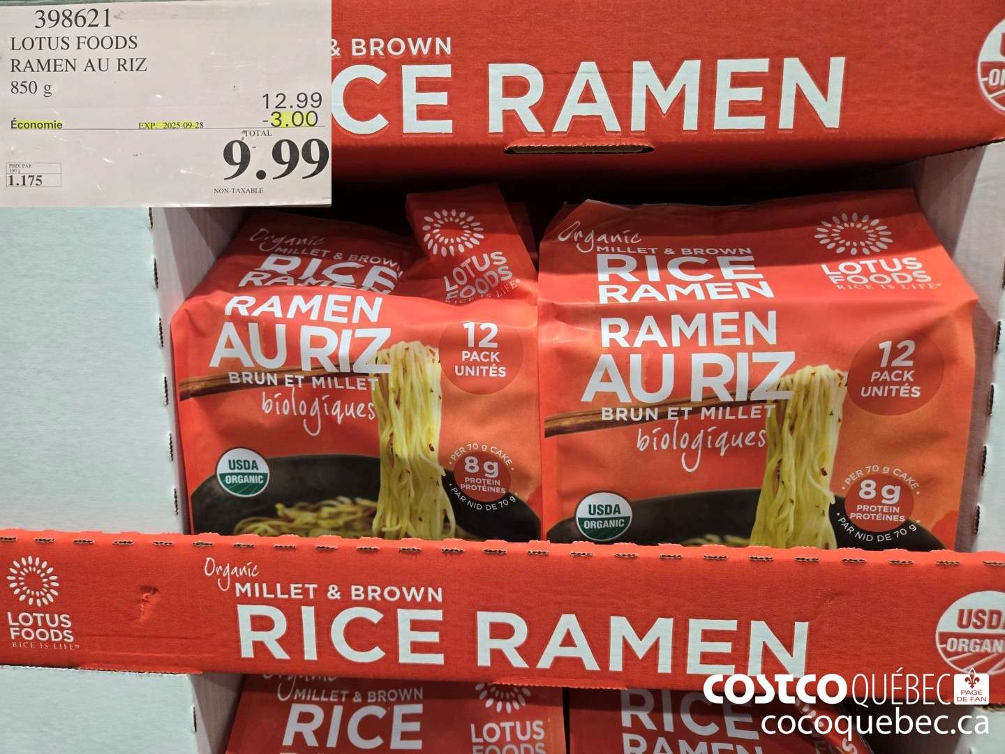 398621 LOTUS FOODS ORGANIC RAMEN 850 g ($4.00 INSTANT SAVINGS EXPIRES ON 2025-09-28) $9.99