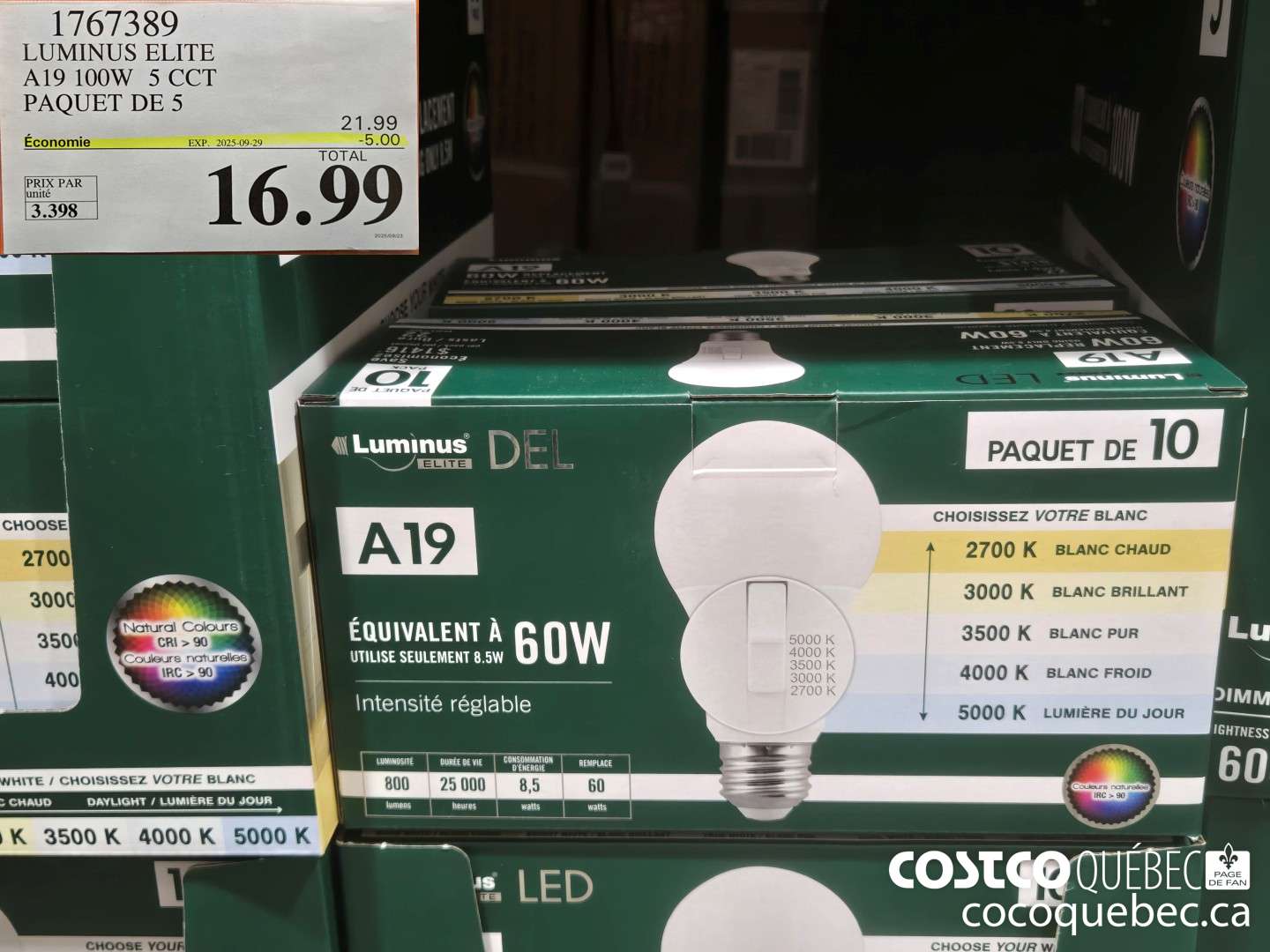 1767389 LUMINUS ELITE Af 100W 5 CCT PAQUET DE 5 5.00 OFF ($5.00 INSTANT SAVINGS EXPIRES ON 2025-09-29) $16.99