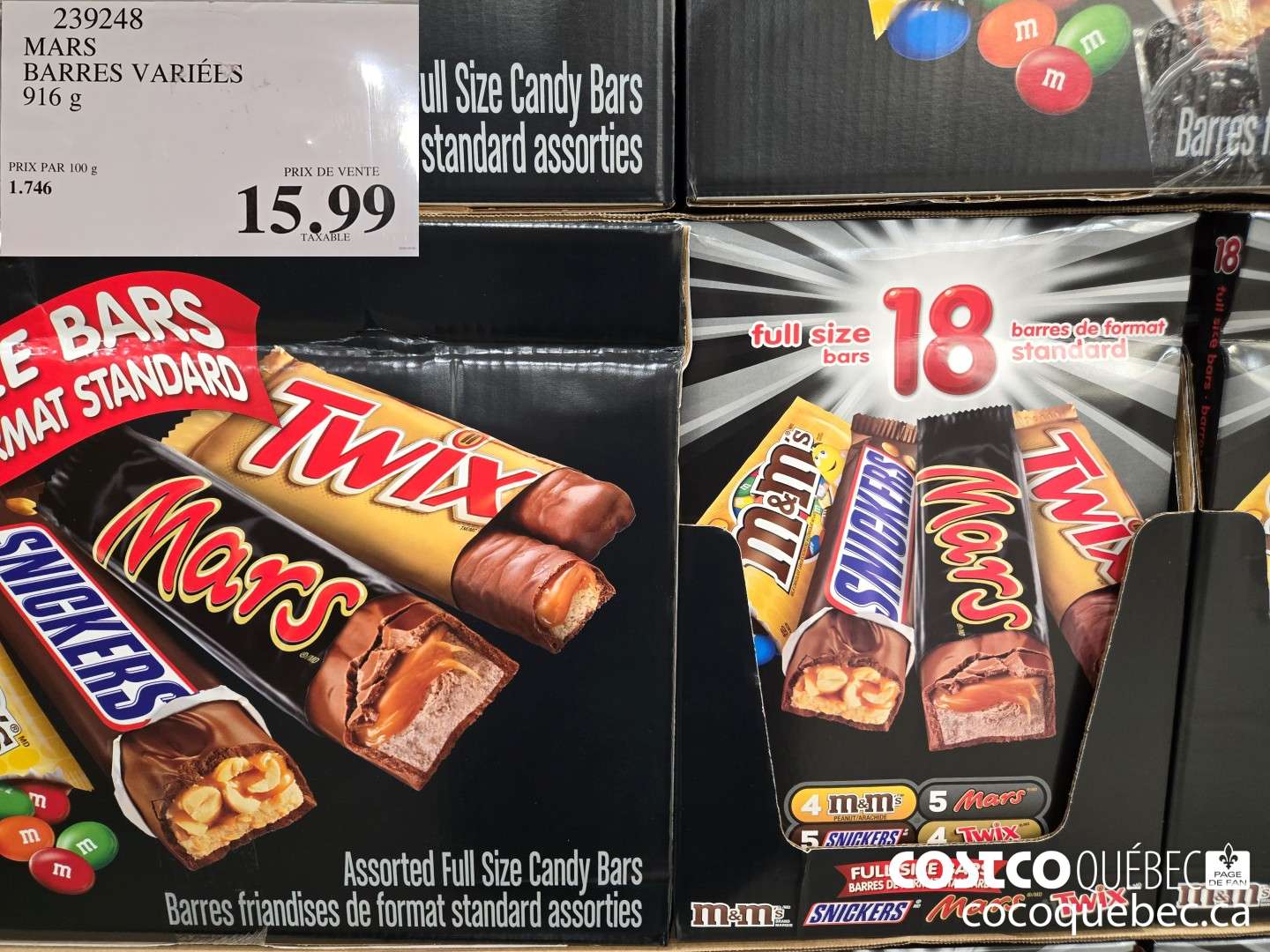 239248 MARS BARRES FORMATS PAQUET DE 18  $15.99