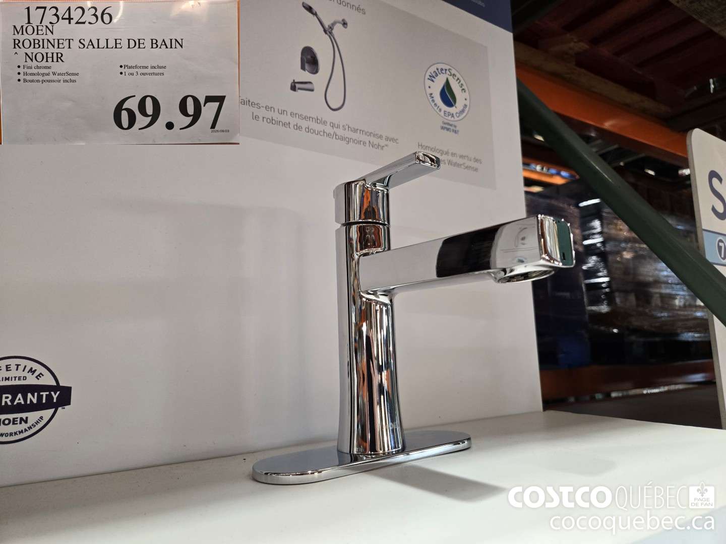 1734236 MOEN ROBINET SALLE DE BAIN ~ NOHR  $69.97