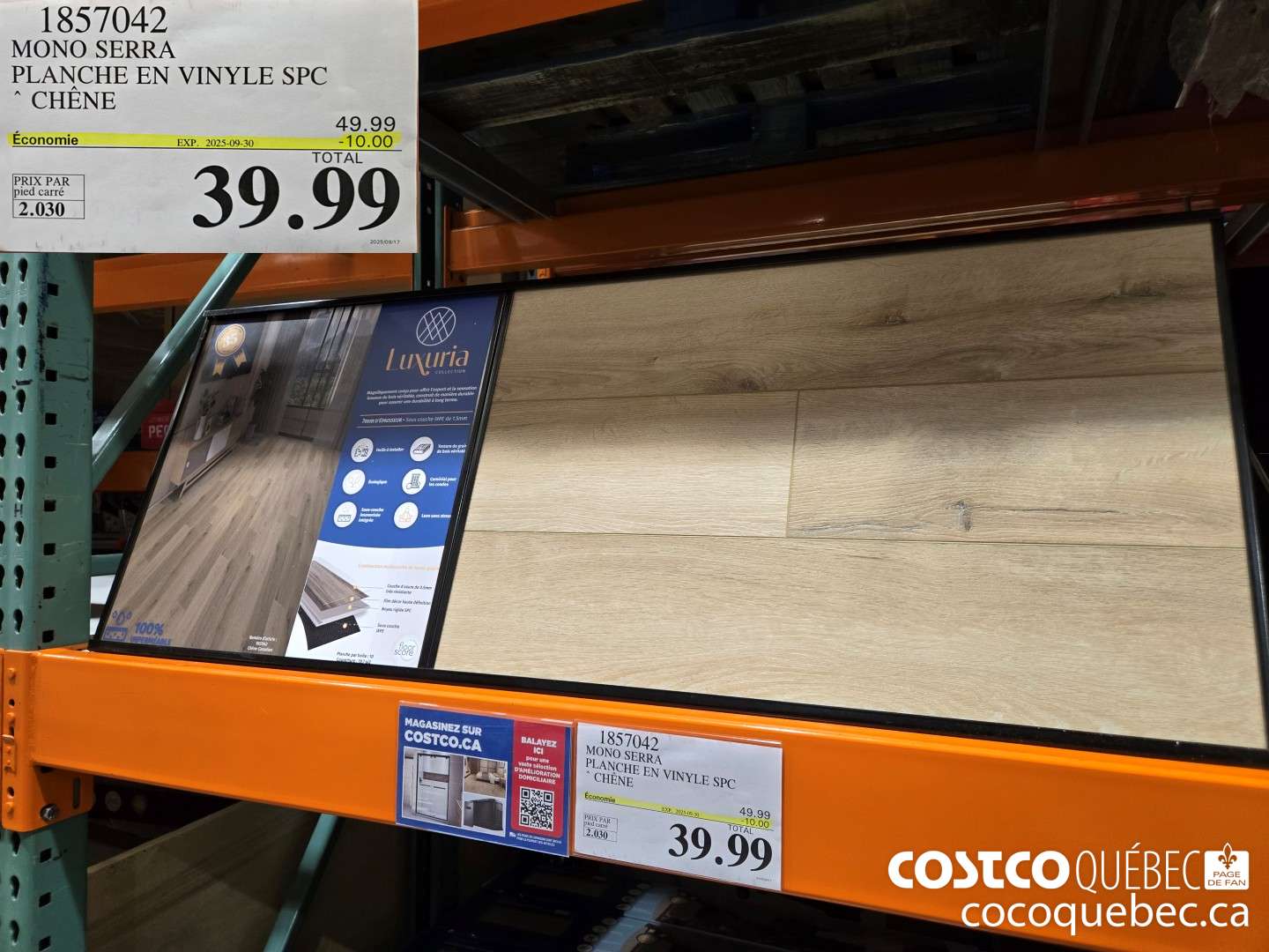 1857042 MONO SERRA PLANCHE EN VINYLE SPC CHENE  ($10.00 INSTANT SAVINGS EXPIRES ON 2025-09-30) $39.99