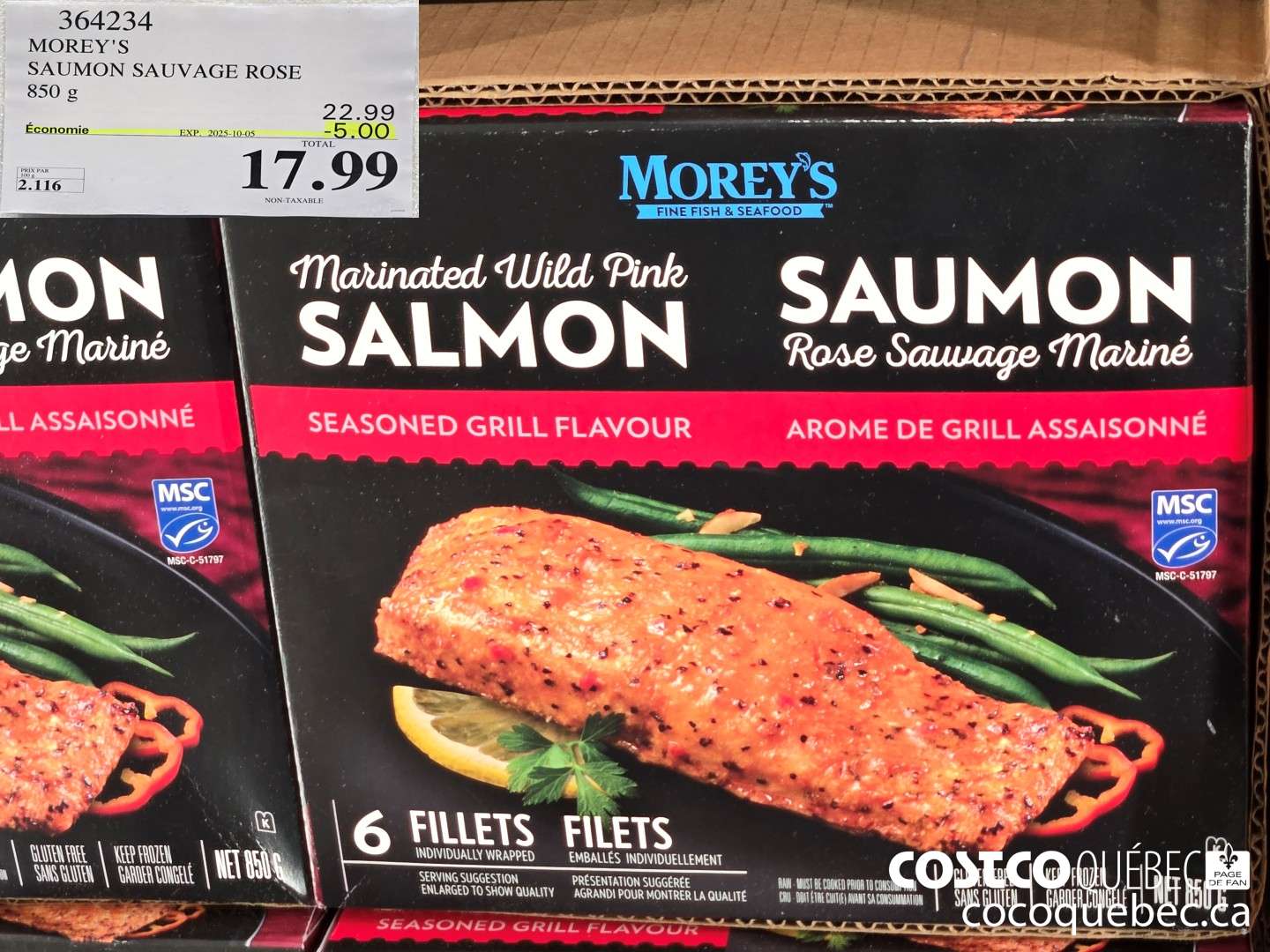 364234 MOREY'S SAUMON SAUVAGE ROSE 850 g ($5.00 INSTANT SAVINGS EXPIRES ON 2025-10-05) $17.99