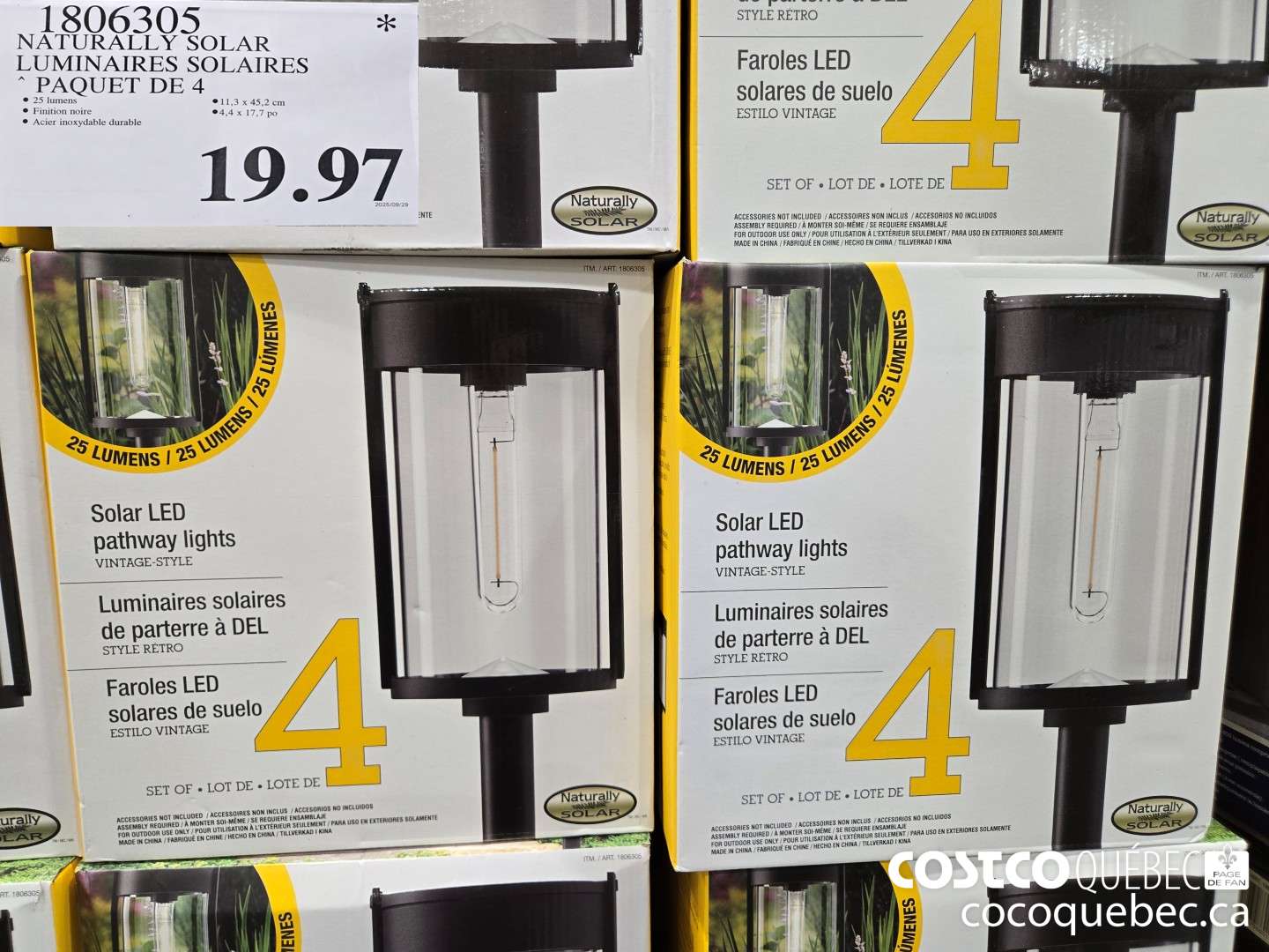 1806305 NATURALLY SOLAR LUMINAIRES SOLAIRES PAQUET DE 4  $19.97